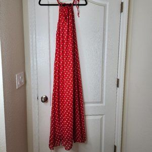Ruffled halter neckline maxi flowy dress